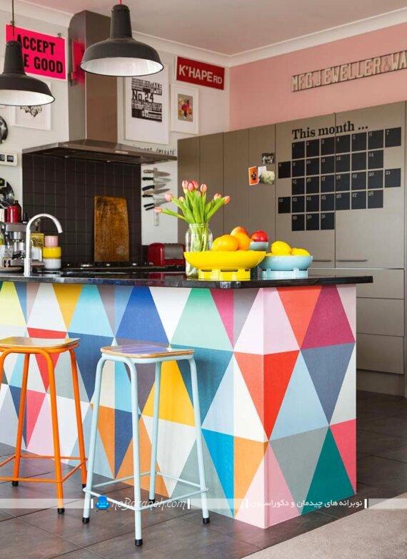 دکوراسیون شیک و متنوع آشپزخانه اپن. رنگ مناسب میز اپن و جزیره آشپزخانه. رنگ بندی زیبا و شیک آشپزخانه اپن. مدل های جدید رنگ آمیزی آشپزخانه