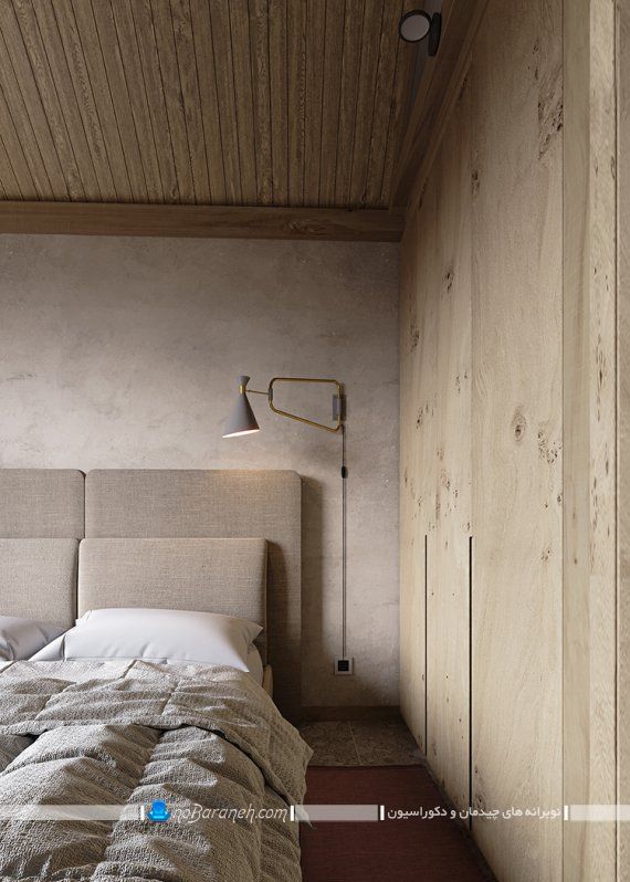 دکوراسیون اتاق خواب با سقف و دیوار چوبی. مدل های تزیین و دیزاین اتاق خواب عروس با چوب
