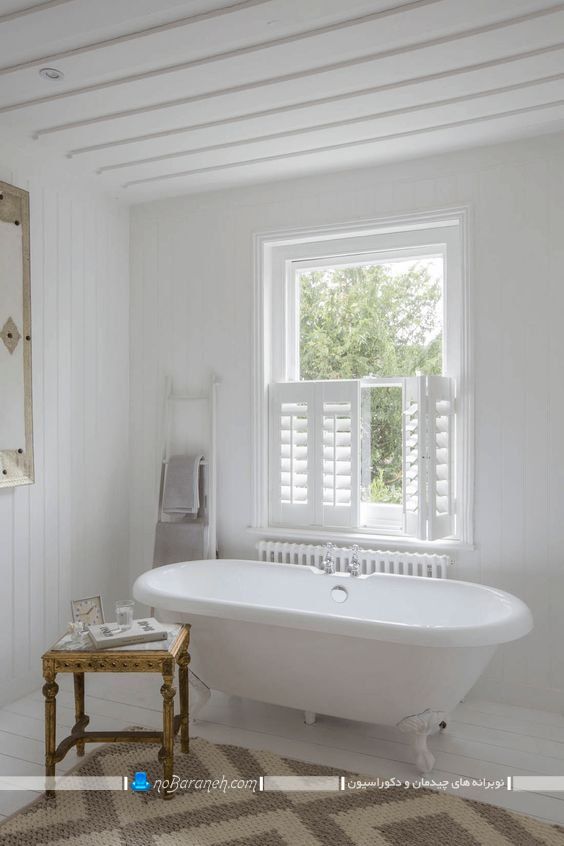 شاتر پنجره های شیک و زیبا. شاتر پنجره حمام و توالت با جنس چوبی سفید رنگ