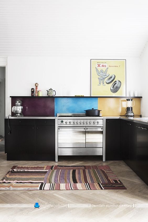 دیزاین و تزیین آشپزخانه با رنگ های شاد. مدرن ترین طراحی برای دکوراسیون دیزاین آشپزخانه اپن کوچک با عکس.
