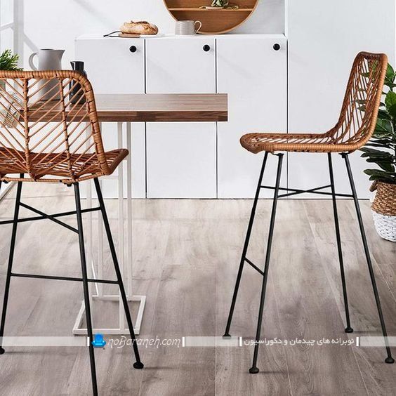 طرح جدید صندلی حصیری بامبو میز اپن در مدل متنوع فانتزی شیک مدرن. مدل های جدید صندلی اپن حصیری و چوبی بامبو
