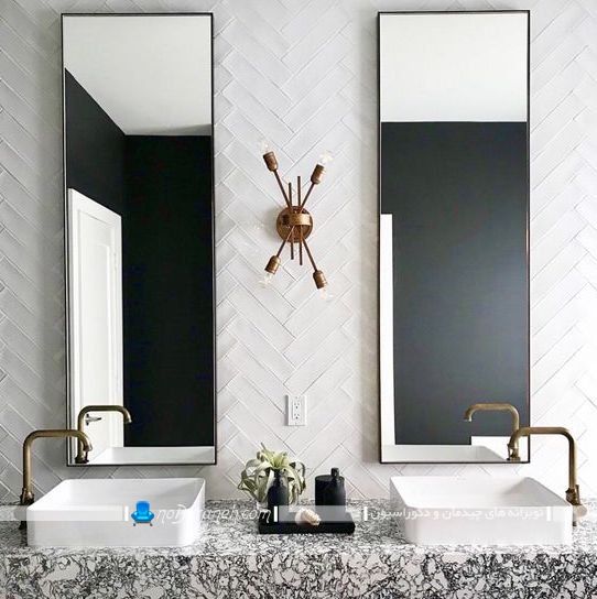 کاشی سرامیک حمام و دستشویی برای تزیین شیک دیوارهای سرویس بهداشتی. عکس مدل های جدید آینه دیواری برای دکوراسیون مدرن فانتزی سرویس بهداشتی.