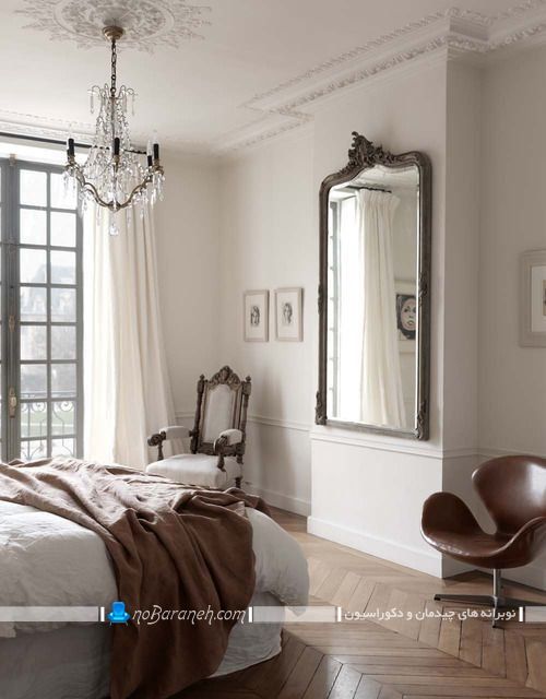 دکوراسیون اتاق خواب به روش سلطنتی و مجلل ارزان قیمت ، مدل لوستر کریستالی اتاق خواب 