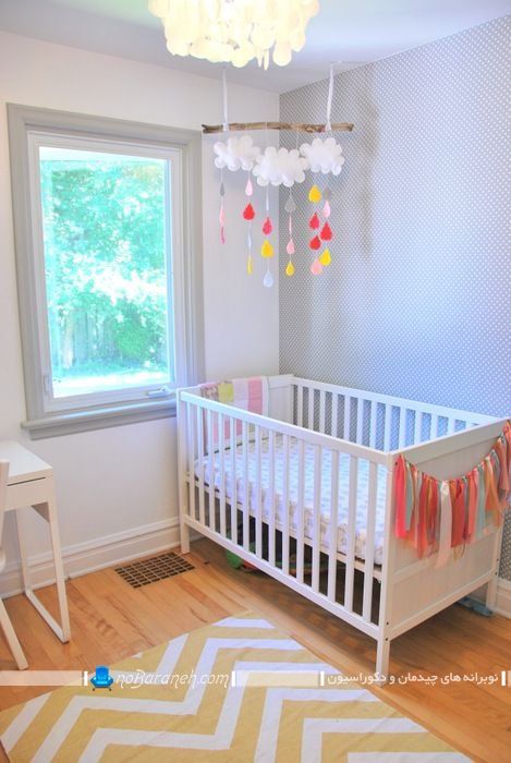 عکس مدل تخت کودک نوزاد پسر از برند ایکیا ikea ، مدل چیدمان تخت خواب نوزاد در مدلهای ساده مدرن شیک با رنگ سفید ، چیدمان ساده اتاق خواب کودک 