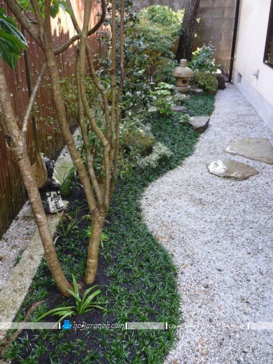 طراحی حیاط خلوت با باغچه و چوب بامبو ، دیزاین پاسیو خانه و منزل با باغچه و فضای سبز زیبا