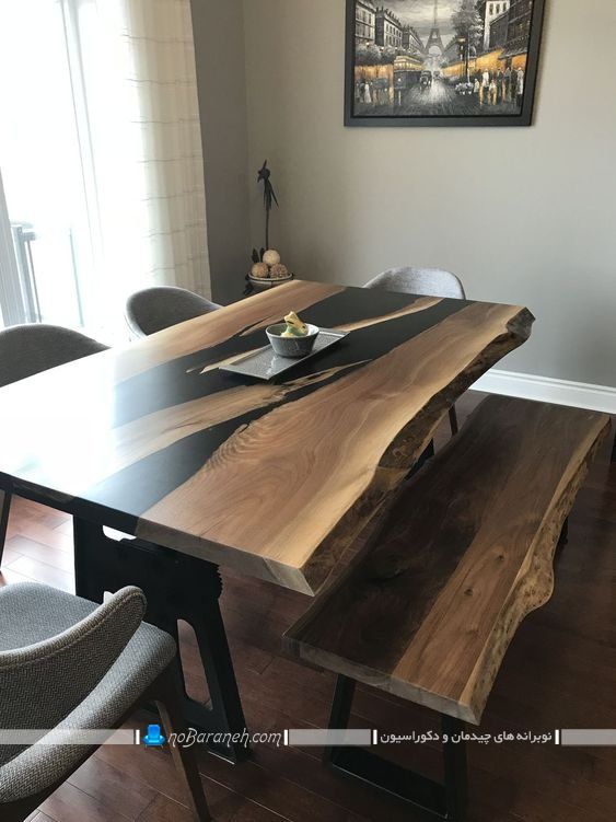 اتاق ناهارخوری مدرن ، عکس مدل میز ناهار خوری چوبی شیک مدرن با طراحی جدید، جدیدترین مدل میز ناهارخوری نیمکتی چوبی