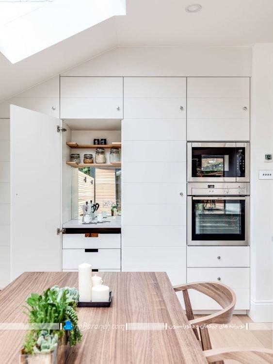 دکوراسیون سفید آشپزخانه به سبک اسکاندیناوی، کابینت سفید آشپزخانه با طراحی ساده و شیک و مدرن