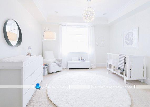 دکوراسیون اتاق نوزاد با رنگ سفید. مدل مبلمان چوبی سفید رنگ اتاق نوزاد دختر و پسر. دکوراسیون اتاق نوزاد با رنگ سفید. مدل مبلمان چوبی سفید رنگ اتاق نوزاد دختر و پسر.