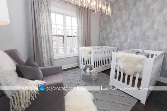 طراحی دکوراسیون مدرن اتاق نوزاد دو قلو به سبک شیک مدرن. مدل تخت نوزاد دو قلو با رنگ سفید. دکوراسیون سلطنتی اتاق کودک نوزاد طراحی دکوراسیون مدرن اتاق نوزاد دو قلو به سبک شیک مدرن. مدل تخت نوزاد دو قلو با رنگ سفید. دکوراسیون سلطنتی اتاق کودک نوزاد