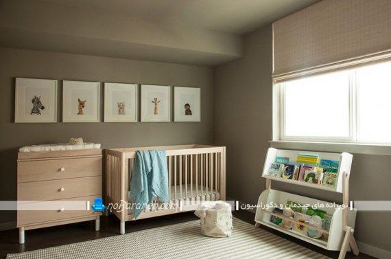 طراحی و تزیین اتاق کودک با رنگهای تیره. مدل های جدید تخت خواب نوزاد چوبی