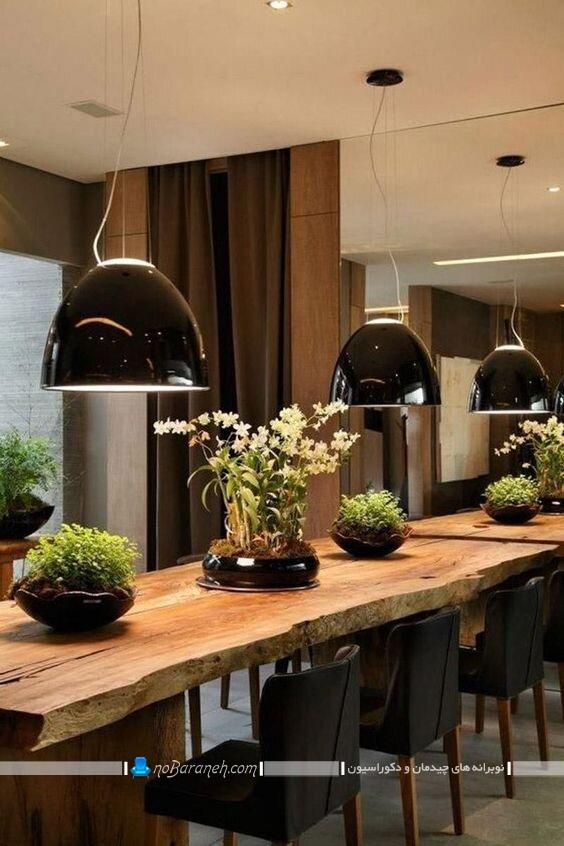 میز ناهارخوری چوبی و کنده درختی تنه درختی شیک کلاسیک زیبا مدرن عکس