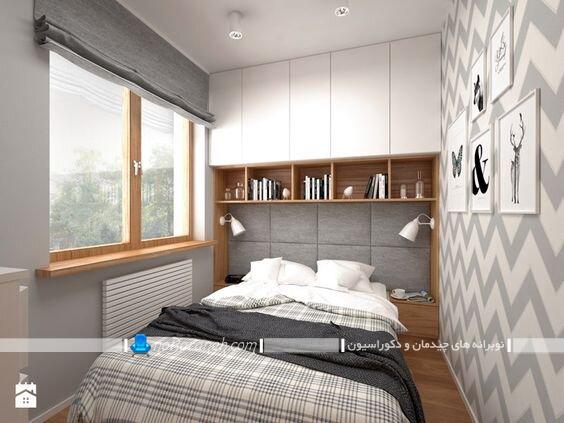 کمد دیواری اتاق خواب کمد کنار تختی چوبی شیک مدرن با عکس مدل جدید