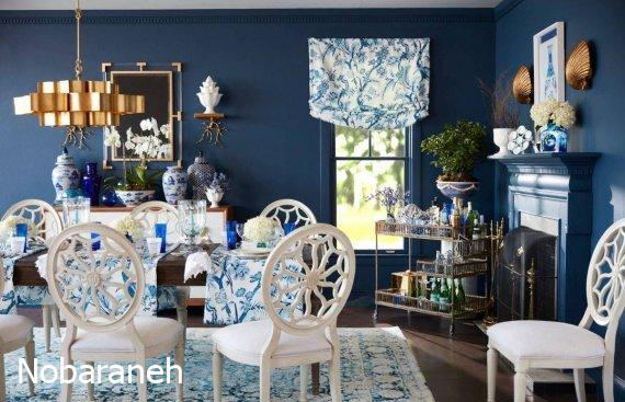 دکوراسیون ناهارخوری با آبی و سفید دکوراسیون ناهارخوری با آبی و سفید